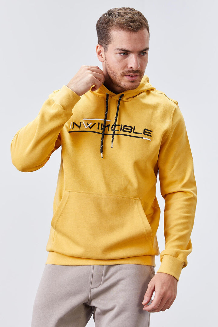 TMY Mustard Kangaroo Pocket Standard Fit Hooded Men's Sweatshirt - 87883 - Palermo