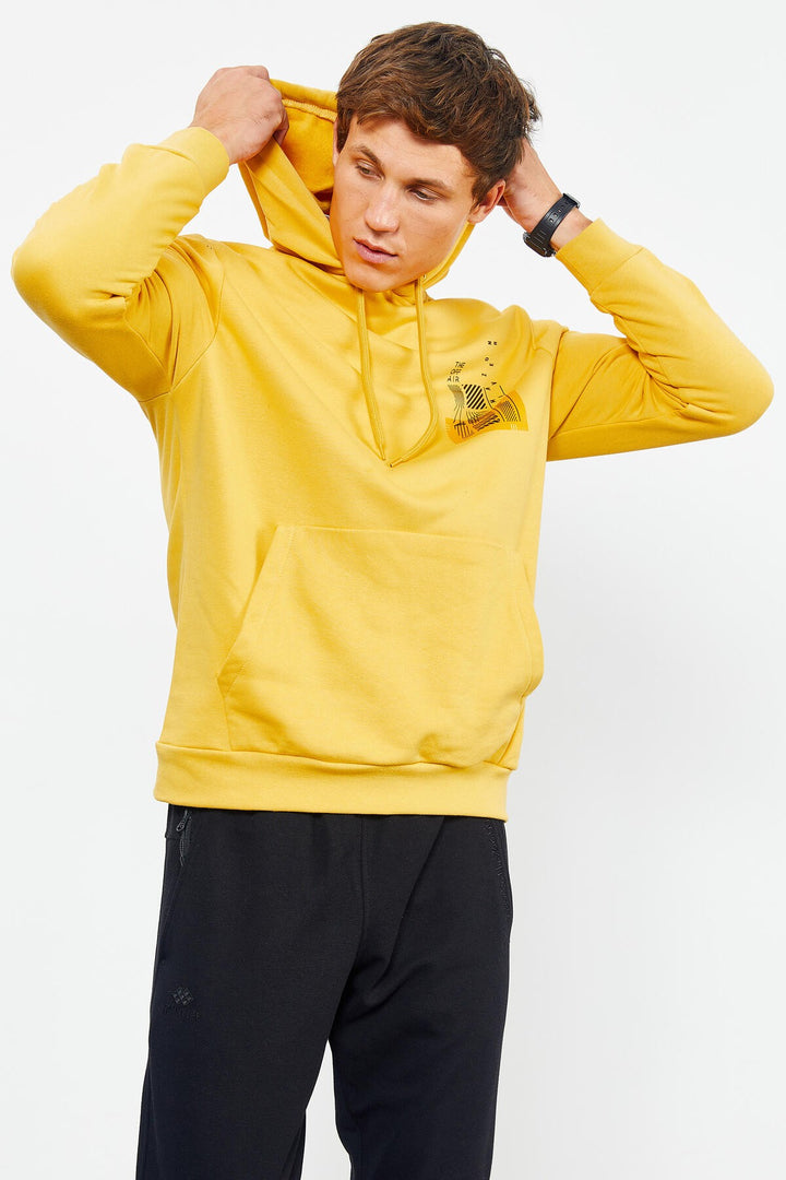 TMY Mustard Front and Back Printed Hooded Comfort Fit Men's Sweatshirt - 88017 - Manalapan