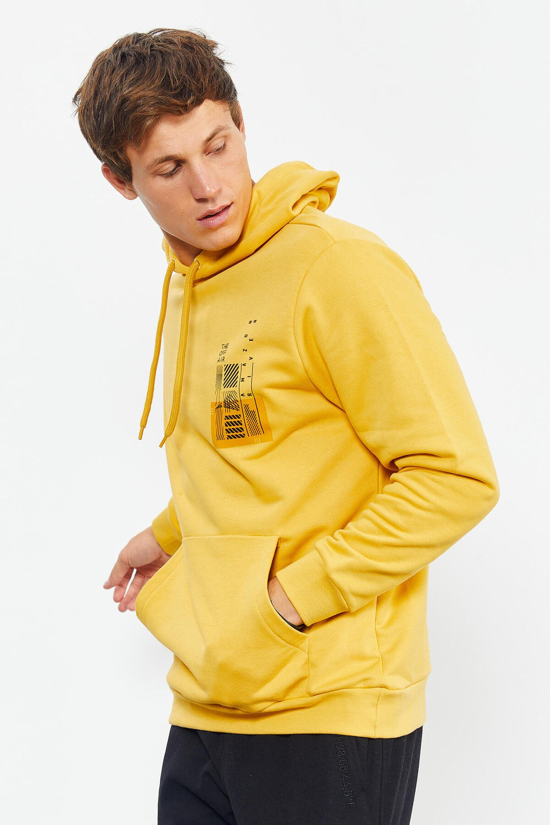 TMY Mustard Front and Back Printed Hooded Comfort Fit Men's Sweatshirt - 88017 - Manalapan