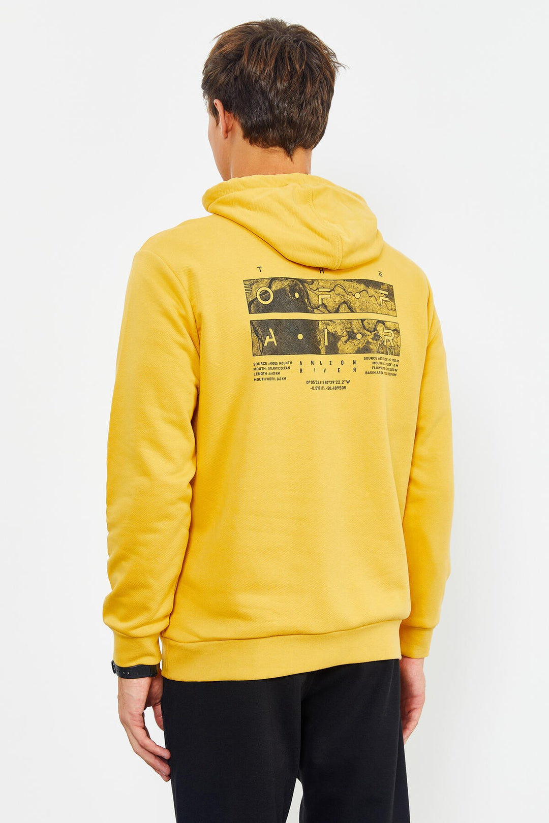 TMY Mustard Front and Back Printed Hooded Comfort Fit Men's Sweatshirt - 88017 - Manalapan
