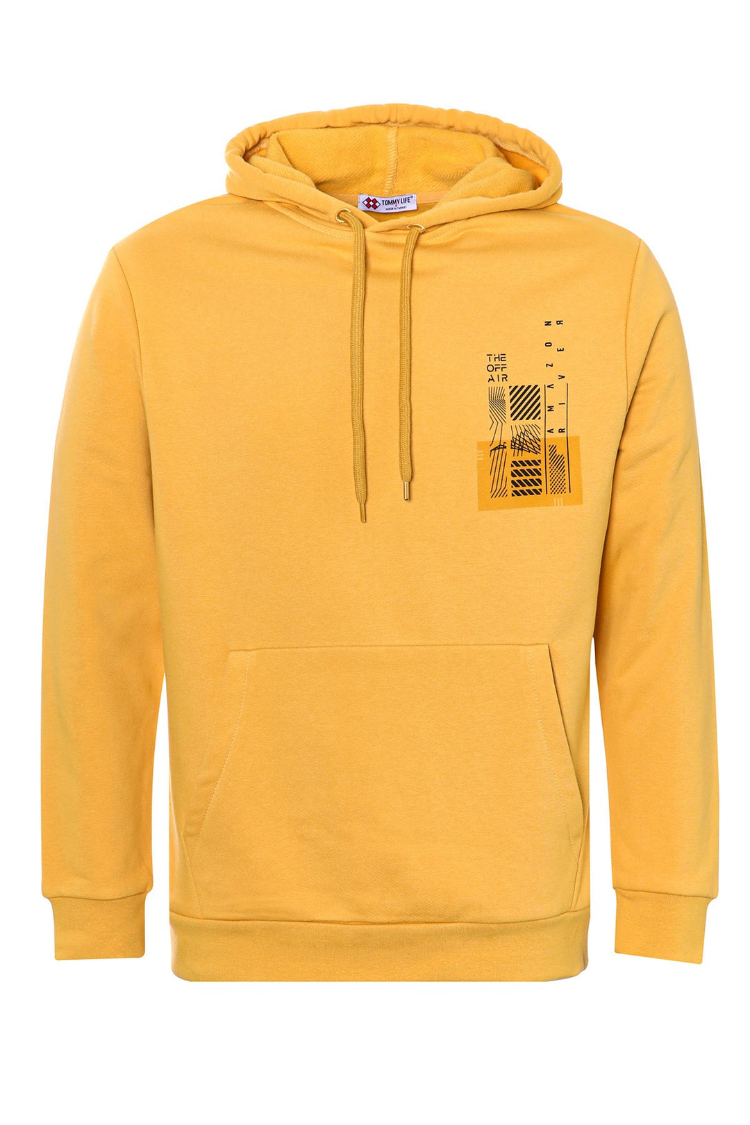 TMY Mustard Front and Back Printed Hooded Comfort Fit Men's Sweatshirt - 88017 - Manalapan