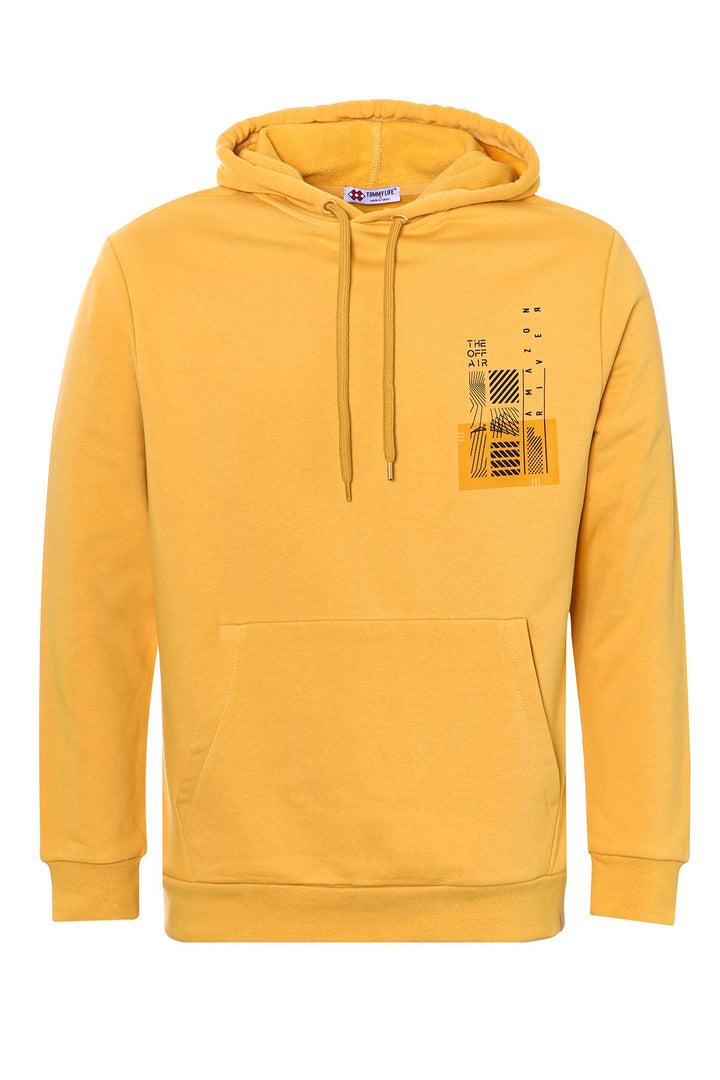 TMY Mustard Front and Back Printed Hooded Comfort Fit Men's Sweatshirt - 88017 - Manalapan