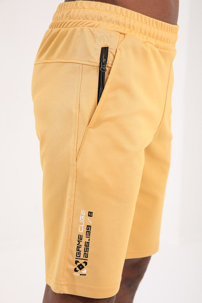 TMY Mustard Color Men's Shorts with Zipper Pocket Detail and Drawstring - 81202 - Vitrolles