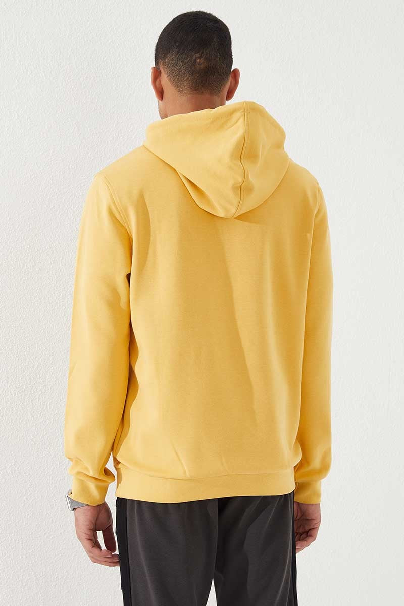 TMY Mustard Yellow Embroidered Text Standard Fit Hooded Men's Sweatshirt - 87887 - Royal Tunbridge Wells