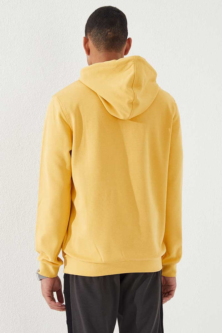 TMY Mustard Yellow Embroidered Text Standard Fit Hooded Men's Sweatshirt - 87887 - Royal Tunbridge Wells