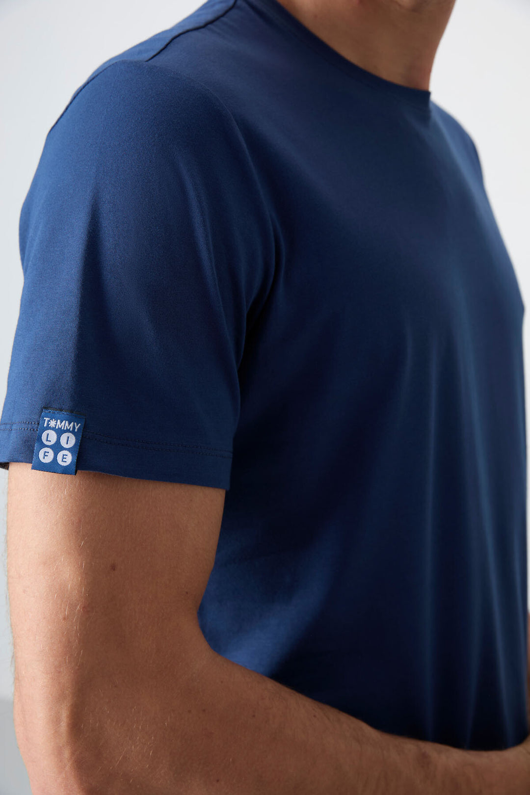 TMY Indigo Men's Basic Short Sleeve Standard Fit Crew Neck T-shirt - 87911 - Wallasey