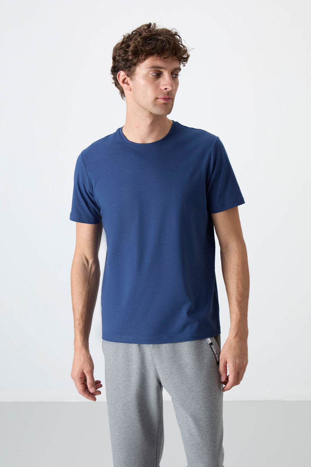 TMY Indigo Men's Basic Short Sleeve Standard Fit Crew Neck T-shirt - 87911 - Wallasey