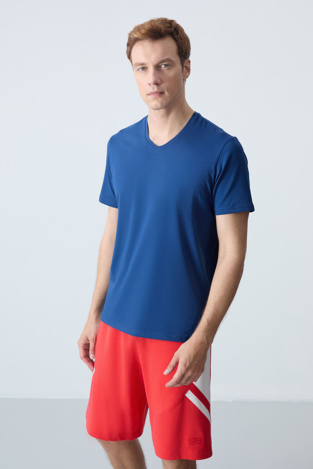 TMY Indigo Basic Short Sleeve Standard Fit V-Neck Men's T-Shirt - 87912 - Penticton