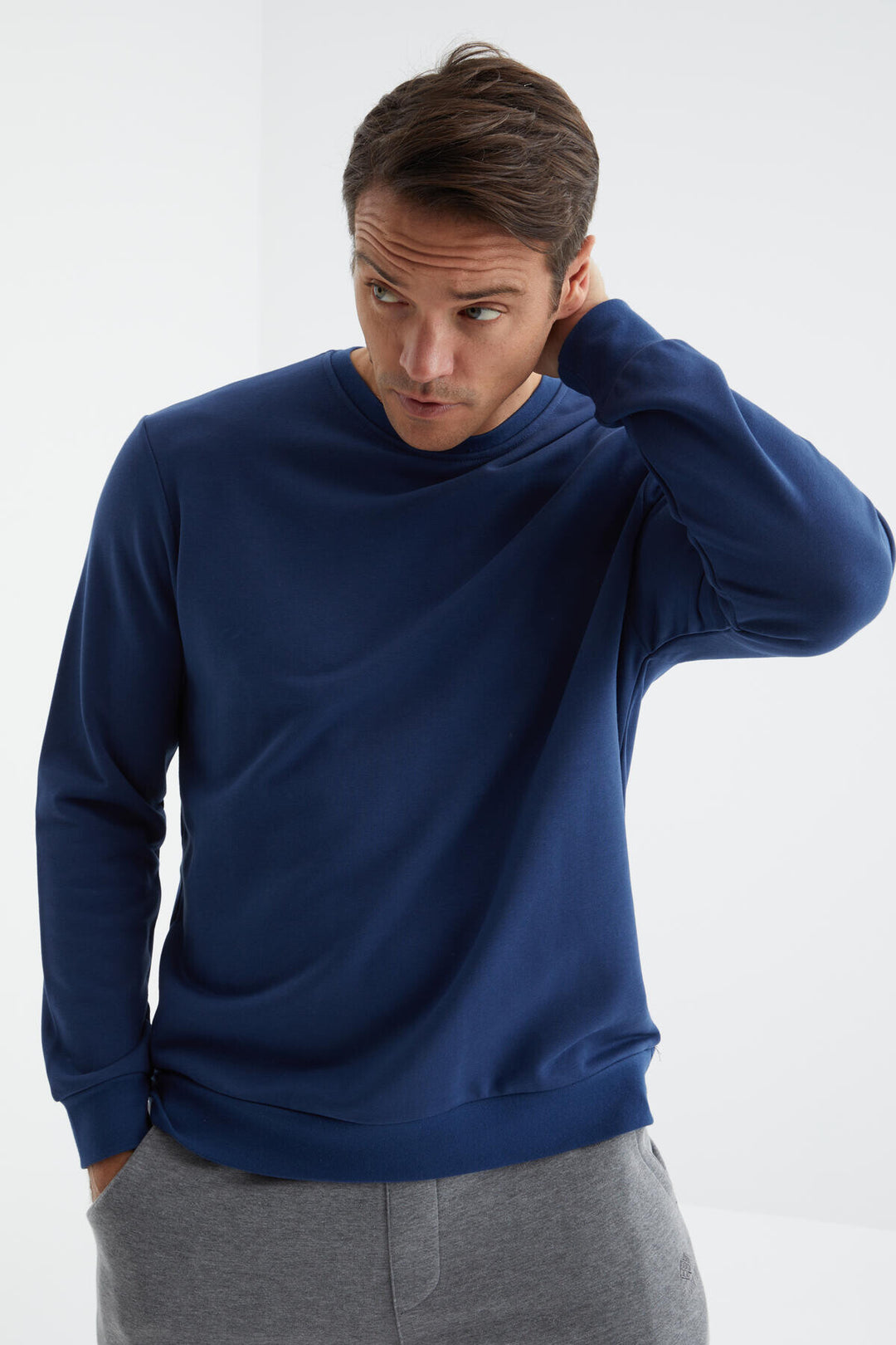 TMY Indigo Basic Round Neck Comfort Fit Men's Sweatshirt - 88053 - St. Louis