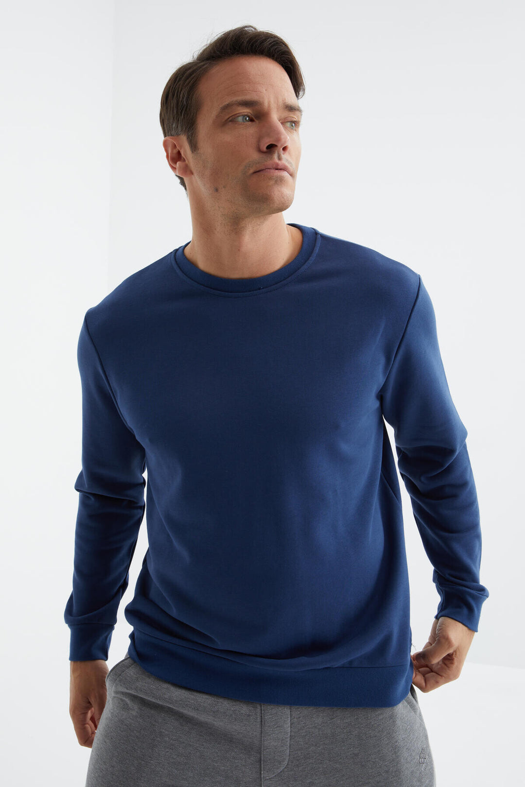 TMY Indigo Basic Round Neck Comfort Fit Men's Sweatshirt - 88053 - St. Louis