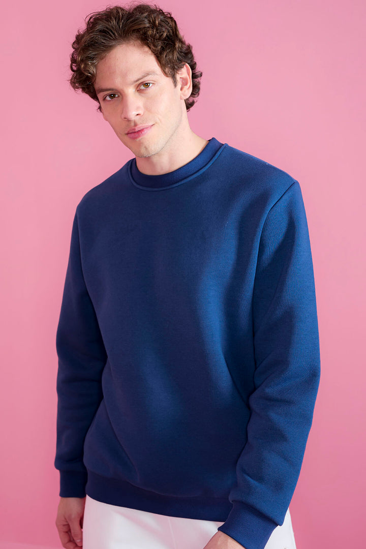 TMY Indigo Basic Round Neck Comfort Fit Men's Sweatshirt - 88053 - St. Louis