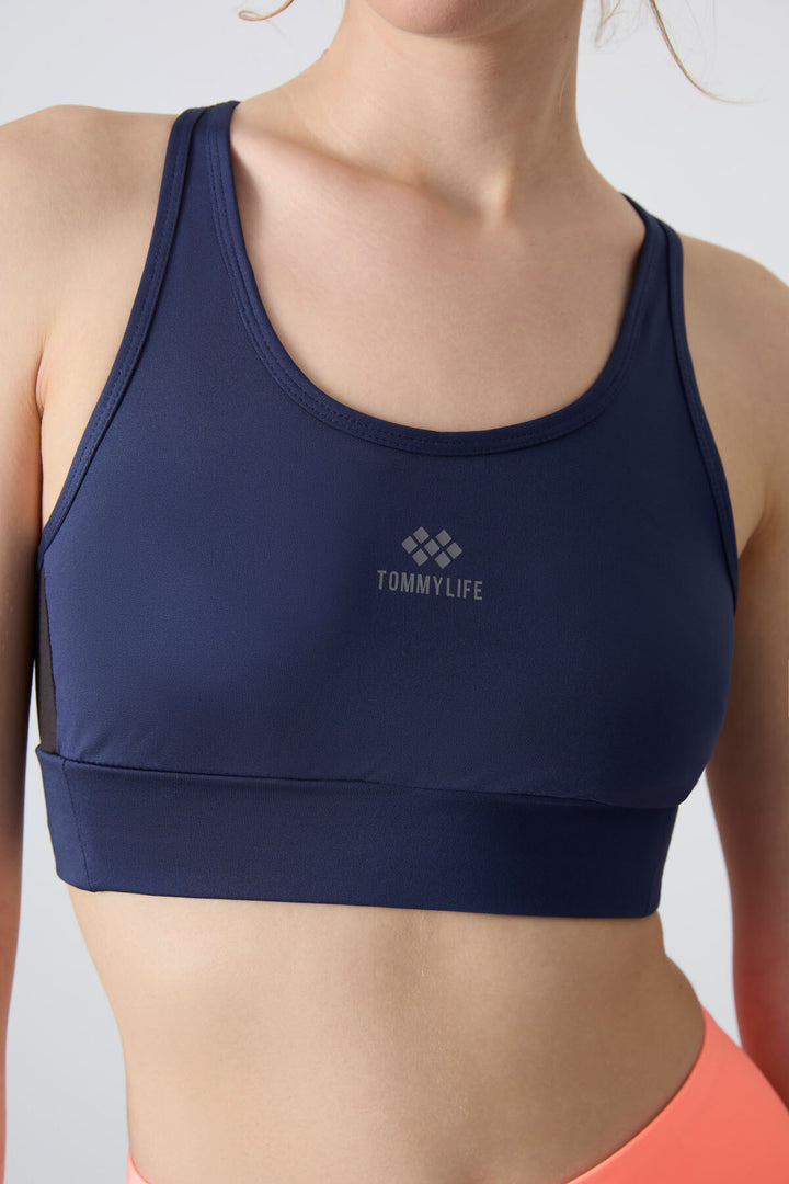 TMY Indigo Cross Back Detailed Slim Fit U Neck Padded Women's Sports Bustier - 97121 - Homyel’