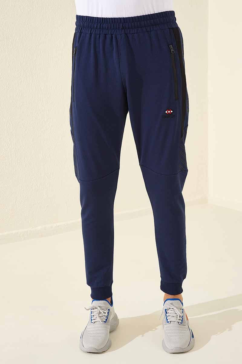 TMY Indigo Men's Jogger Sweatpants with Zippered Pocket and Printed Design - 84761 - Alcobendas