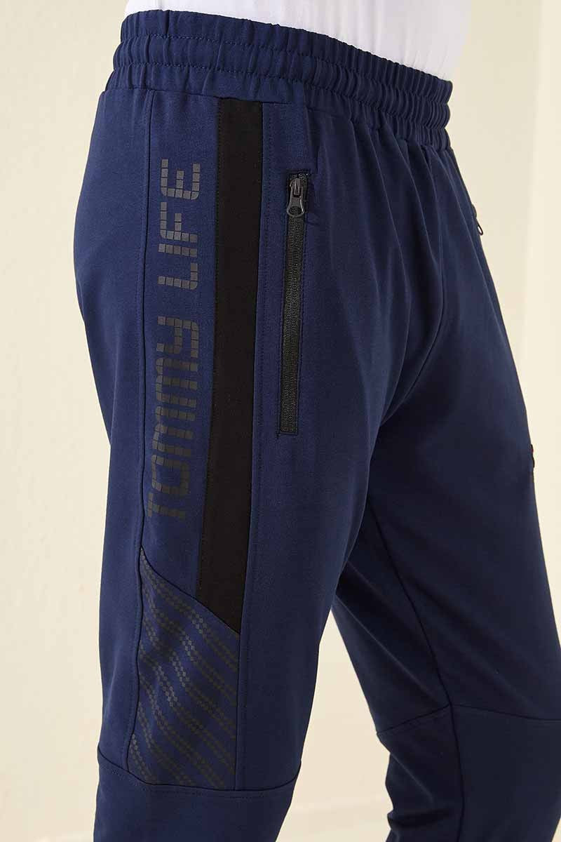 TMY Indigo Men's Jogger Sweatpants with Zippered Pocket and Printed Design - 84761 - Alcobendas