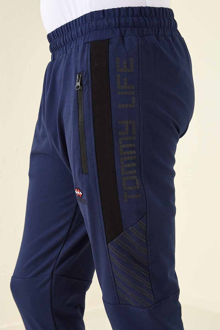TMY Indigo Men's Jogger Sweatpants with Zippered Pocket and Printed Design - 84761 - Alcobendas