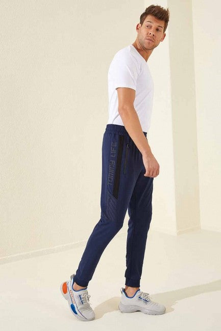 TMY Indigo Men's Jogger Sweatpants with Zippered Pocket and Printed Design - 84761 - Alcobendas
