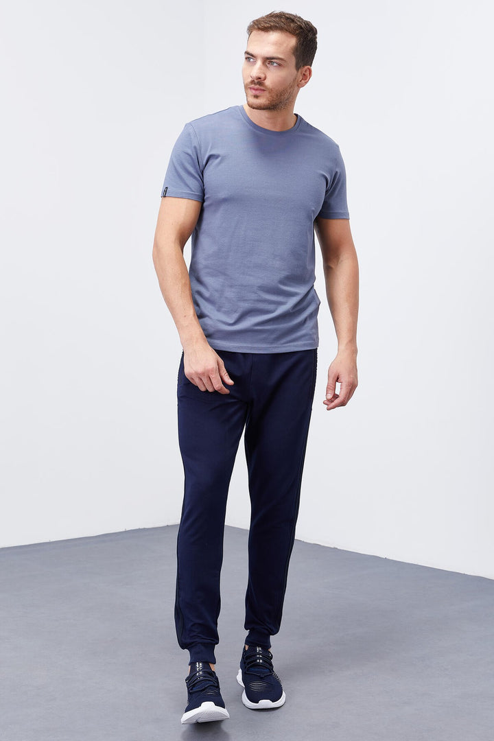 TMY Indigo Double Piped Striped Standard Mold Jogger Men's Sweatpants - 84694 - Paredes