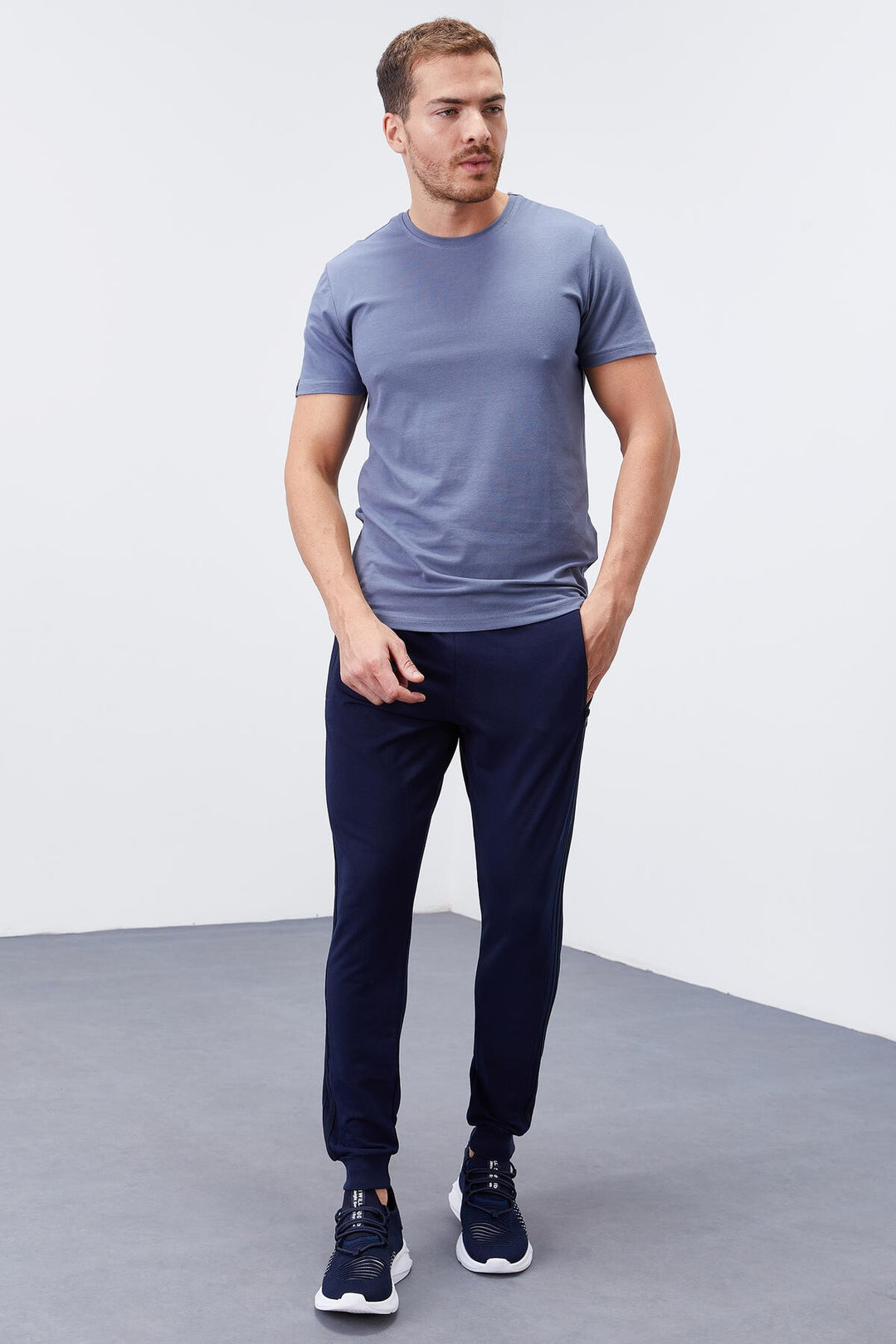 TMY Indigo Double Piped Striped Standard Mold Jogger Men's Sweatpants - 84694 - Paredes