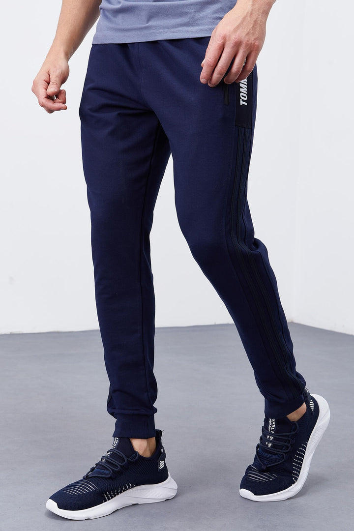 TMY Indigo Double Piped Striped Standard Mold Jogger Men's Sweatpants - 84694 - Paredes
