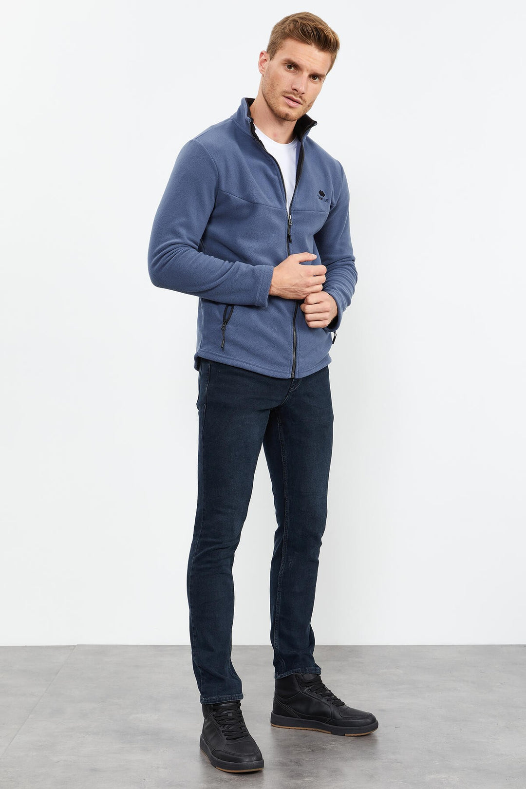 TMY Indigo Men's Polar Sweatshirt with Zip Stand-up Collar - 87993 - Turin