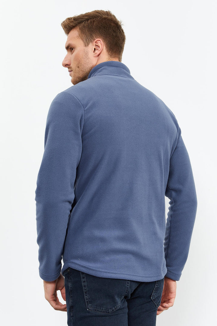 TMY Indigo Men's Polar Sweatshirt with Zip Stand-up Collar - 87993 - Turin