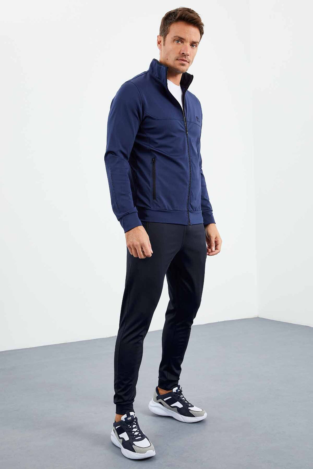 TMY Indigo High Neck Zippered Standard Fit Cuffed Men's Tracksuit - 85160 - Alvarado