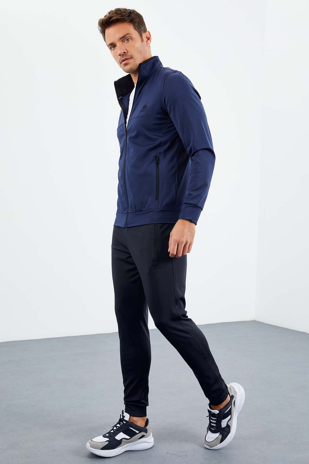 TMY Indigo High Neck Zippered Standard Fit Cuffed Men's Tracksuit - 85160 - Alvarado
