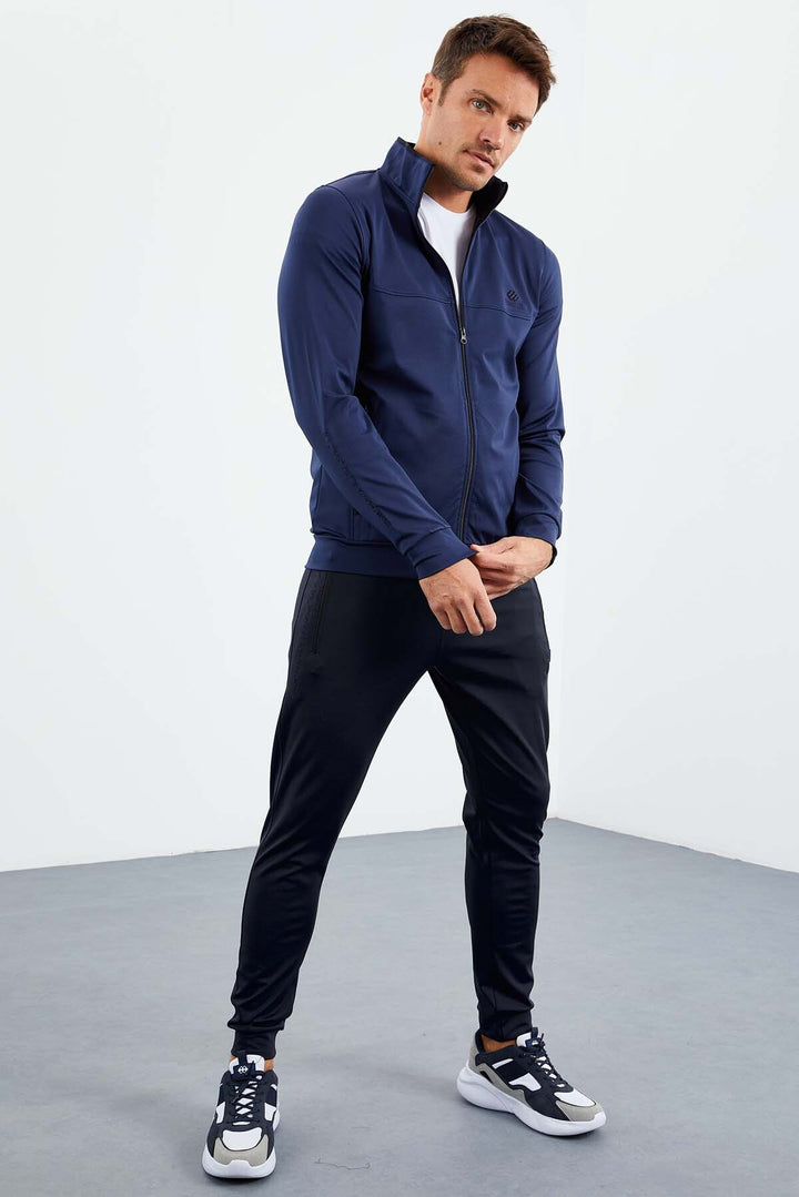 TMY Indigo High Neck Zippered Standard Fit Cuffed Men's Tracksuit - 85160 - Alvarado