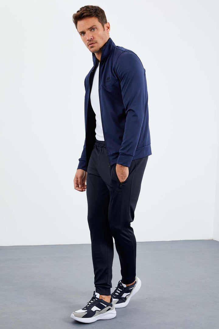 TMY Indigo High Neck Zippered Standard Fit Cuffed Men's Tracksuit - 85160 - Alvarado