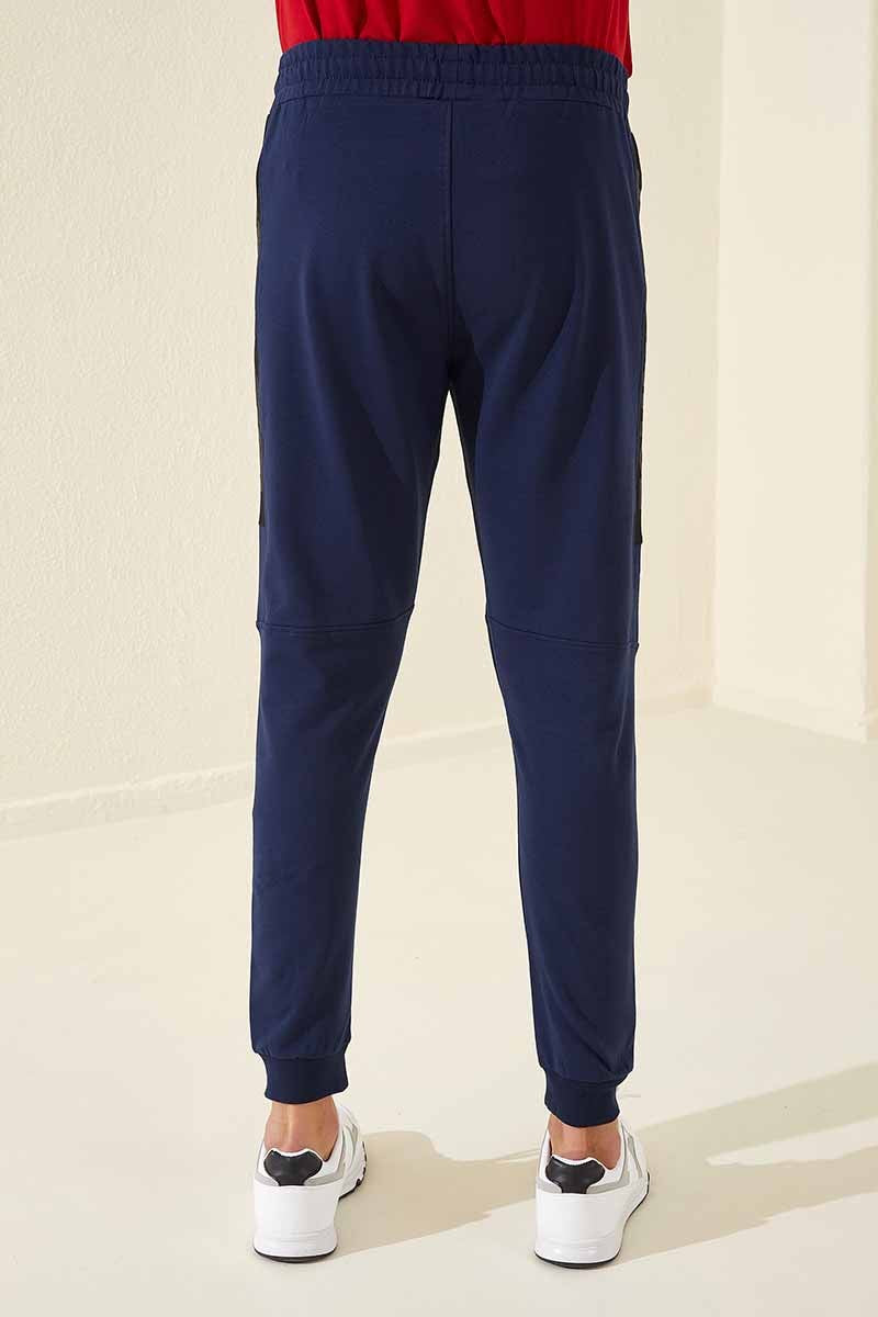 TMY Indigo Zippered Pocket Printed Standard Fit Jogger Men's Sweatpants - 84762 - Smarhon