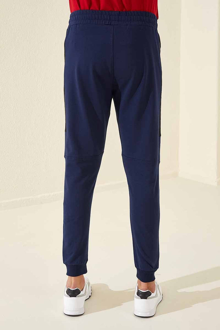 TMY Indigo Zippered Pocket Printed Standard Fit Jogger Men's Sweatpants - 84762 - Smarhon
