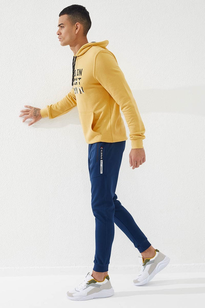 TMY Indigo Zippered Pocket Embroidered Detail Slim Fit Jogger Men's Sweatpants - 84783 - Herne Bay