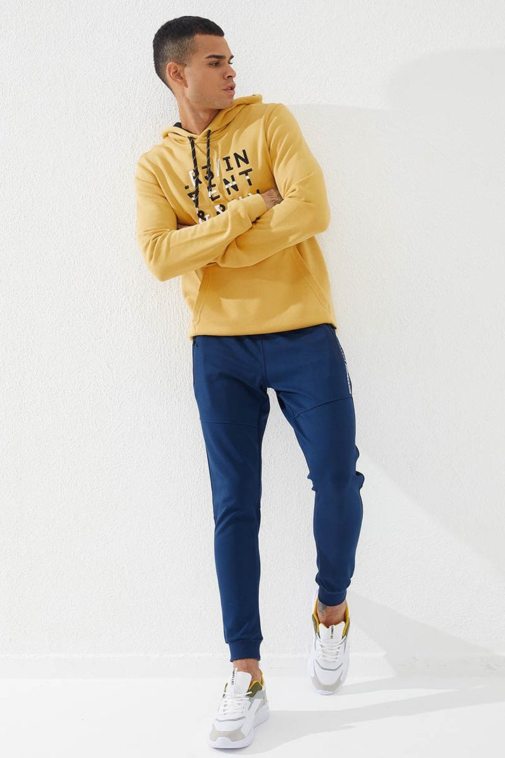 TMY Indigo Zippered Pocket Embroidered Detail Slim Fit Jogger Men's Sweatpants - 84783 - Herne Bay