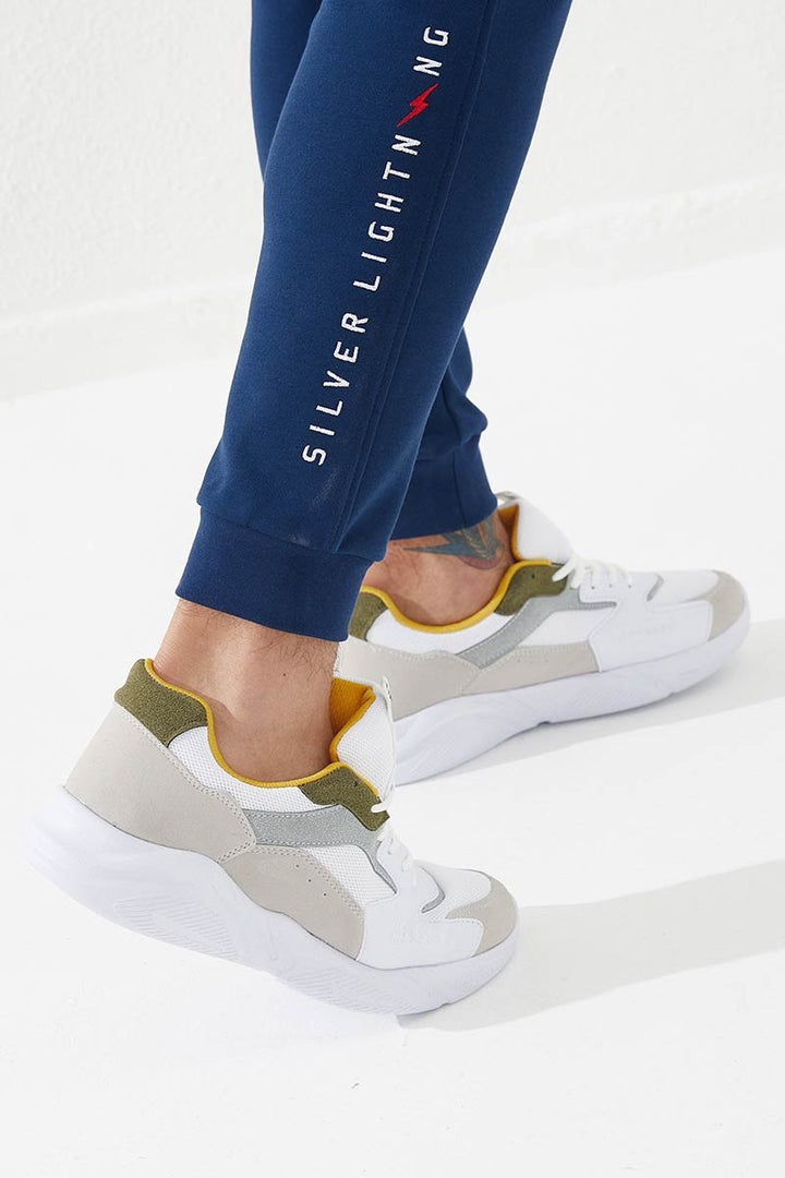 TMY Indigo Zippered Pocket Embroidered Detail Slim Fit Jogger Men's Sweatpants - 84783 - Herne Bay