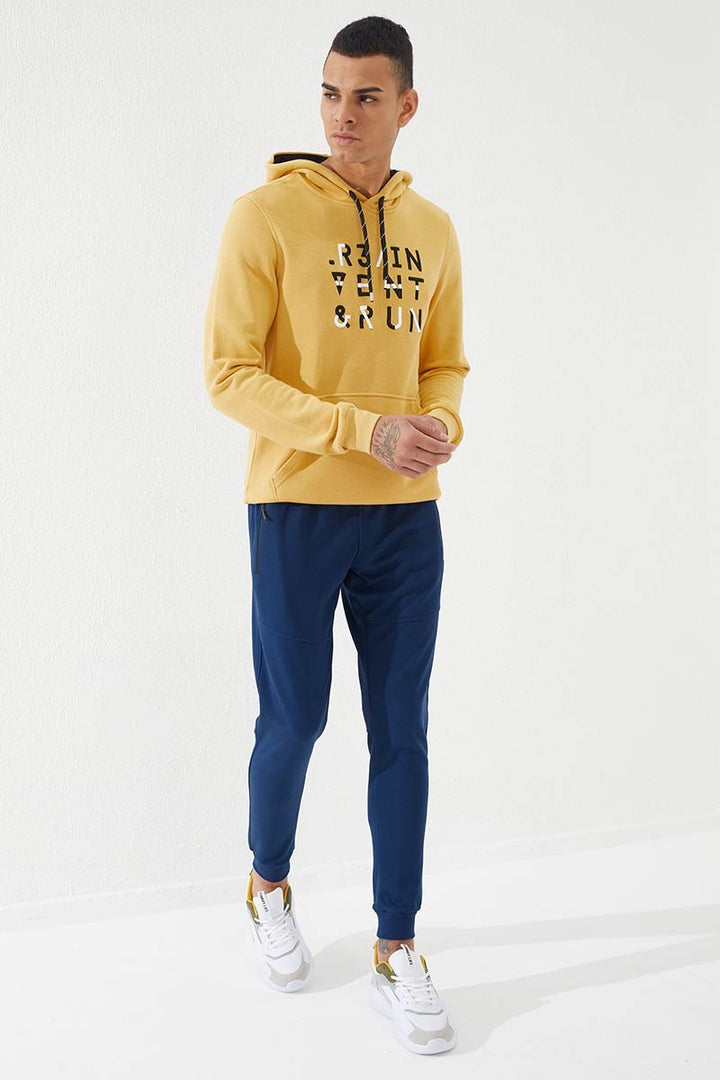 TMY Indigo Zippered Pocket Embroidered Detail Slim Fit Jogger Men's Sweatpants - 84783 - Herne Bay