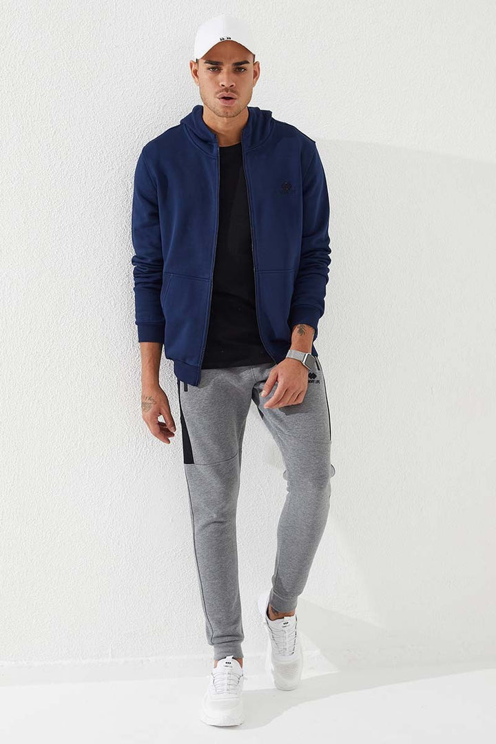 TMY Indigo Zippered Standard Fit Hooded Men's Sweatshirt - 87877 - Cuenca