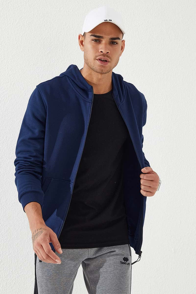 TMY Indigo Zippered Standard Fit Hooded Men's Sweatshirt - 87877 - Cuenca