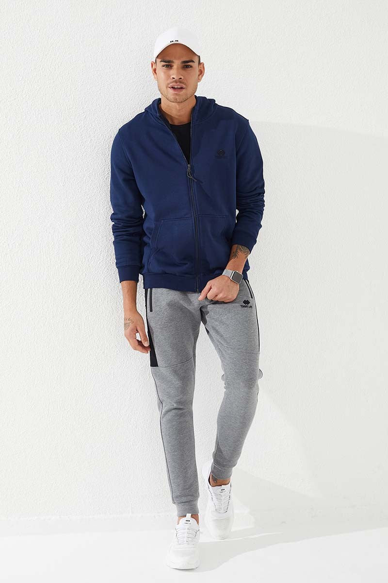 TMY Indigo Zippered Standard Fit Hooded Men's Sweatshirt - 87877 - Cuenca