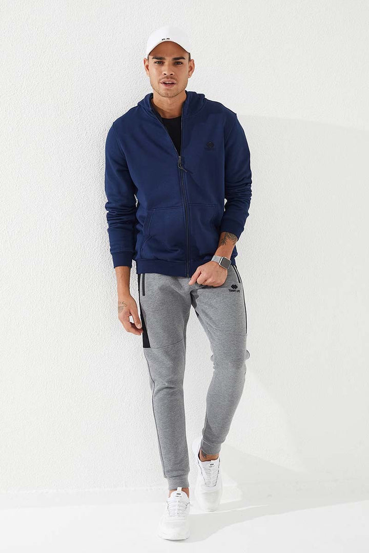 TMY Indigo Zippered Standard Fit Hooded Men's Sweatshirt - 87877 - Cuenca