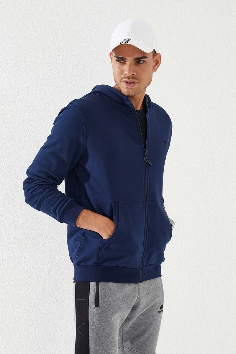 TMY Indigo Zippered Standard Fit Hooded Men's Sweatshirt - 87877 - Cuenca