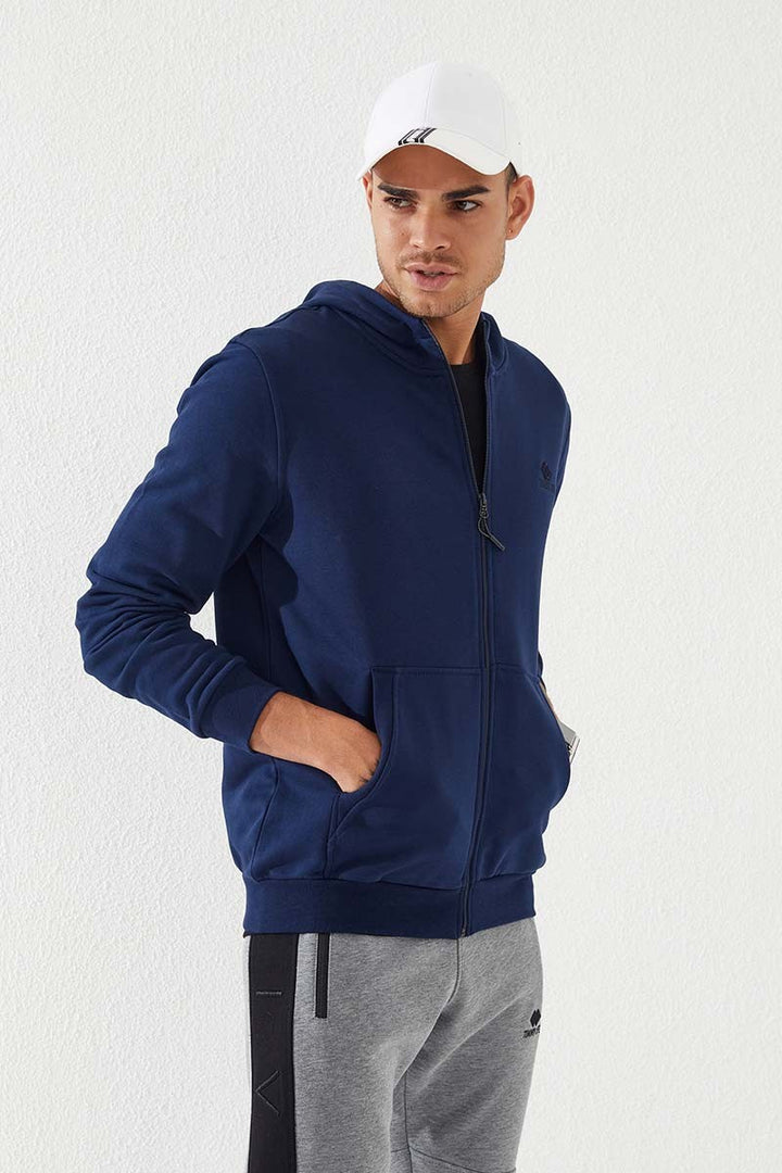 TMY Indigo Zippered Standard Fit Hooded Men's Sweatshirt - 87877 - Cuenca