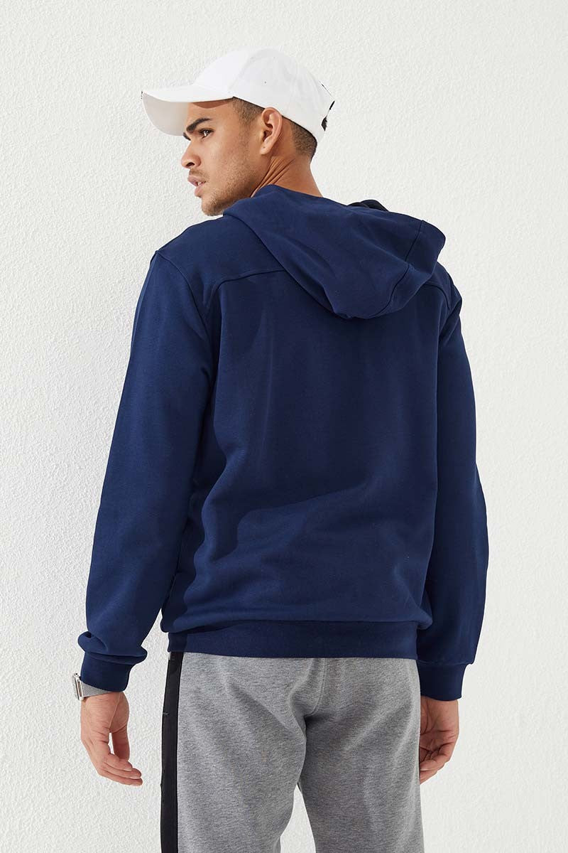 TMY Indigo Zippered Standard Fit Hooded Men's Sweatshirt - 87877 - Cuenca