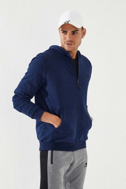 TMY Indigo Zippered Standard Fit Hooded Men's Sweatshirt - 87877 - Cuenca