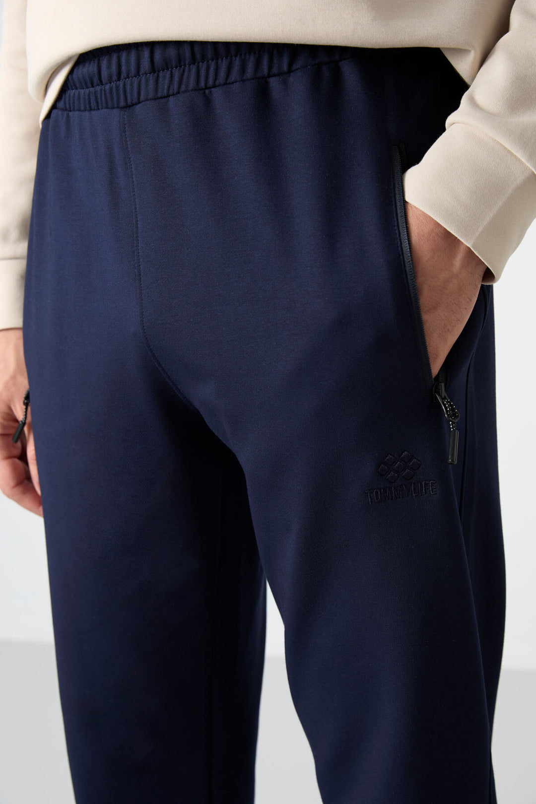 TMY Indigo Zippered Three-Pocket Slim Fit Classic Cuff Men's Sweatpants - 84671 - Focşani