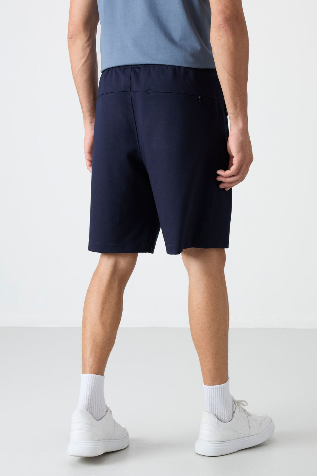 TMY Indigo Hidden Zipper Back Pocket Drawstring Regular Fit Men's Shorts - 81136 - Progreso