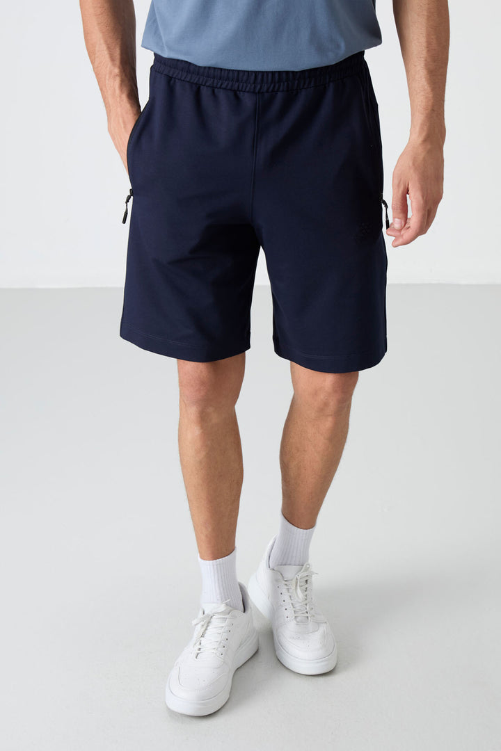 TMY Indigo Hidden Zipper Back Pocket Drawstring Regular Fit Men's Shorts - 81136 - Progreso