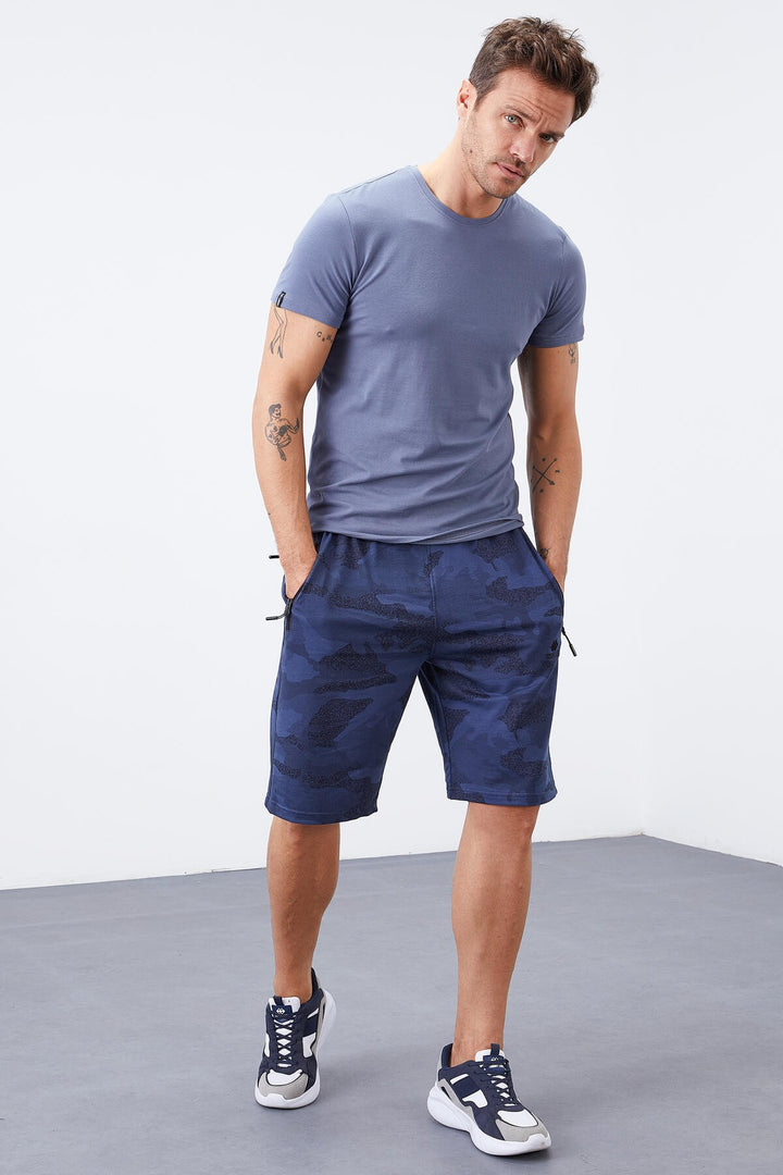 TMY Indigo Camouflage Pattern Standard Fit Men's Shorts - 81157 - Upper Arlington