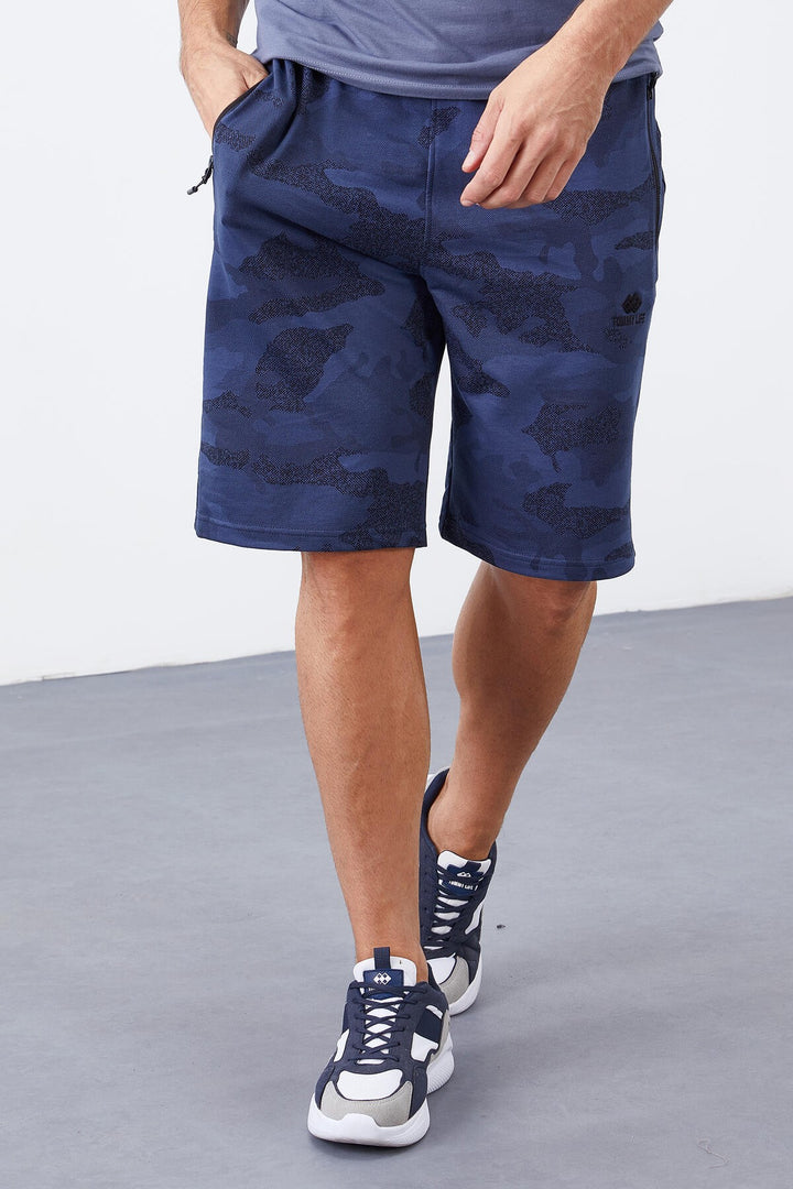 TMY Indigo Camouflage Pattern Standard Fit Men's Shorts - 81157 - Upper Arlington