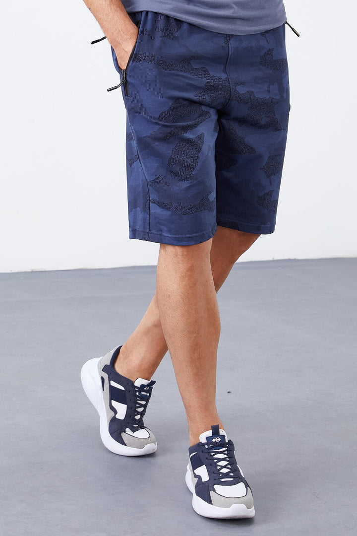 TMY Indigo Camouflage Pattern Standard Fit Men's Shorts - 81157 - Upper Arlington