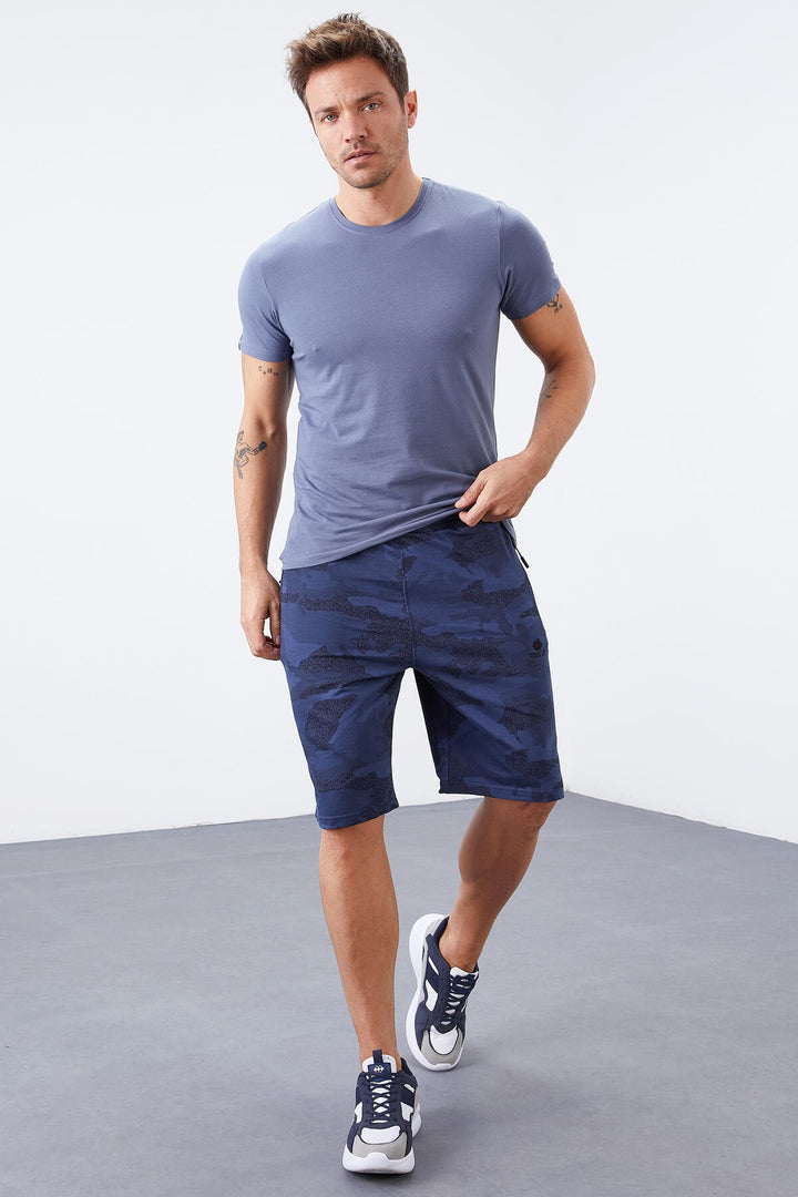 TMY Indigo Camouflage Pattern Standard Fit Men's Shorts - 81157 - Upper Arlington